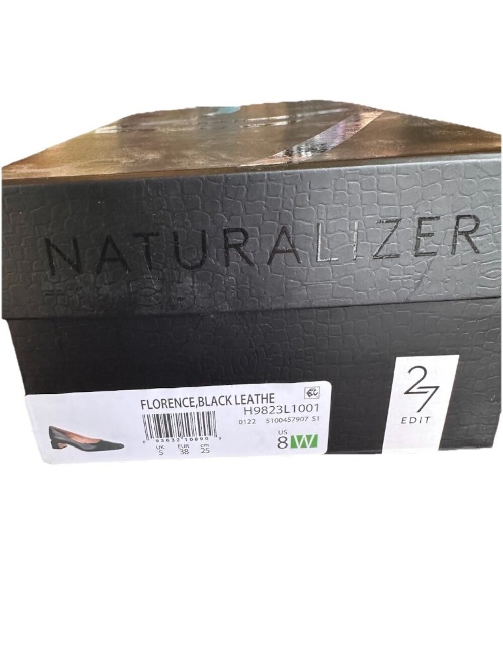 Naturalizer 27 Edit Square Toe Florence Heel Pumps Black Leather Sz 8W NWT - Picture 5 of 6